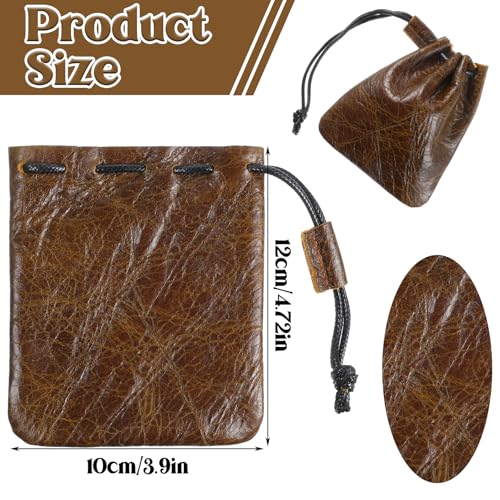 Small Leather Drawstring Pouch - Waterproof Cowhide Bag