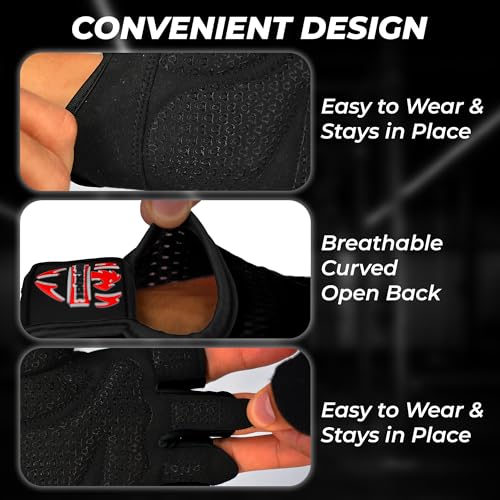 Workout Gloves for Men & Women - Large Black Weight Lifting Gloves with Non-Slip Palm