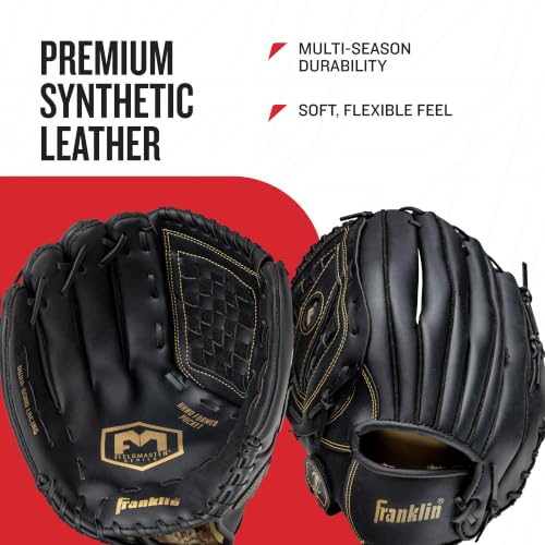 Franklin Sports Field Master Baseball Glove Left Hand Throw 14" Black/Gold Basket Web