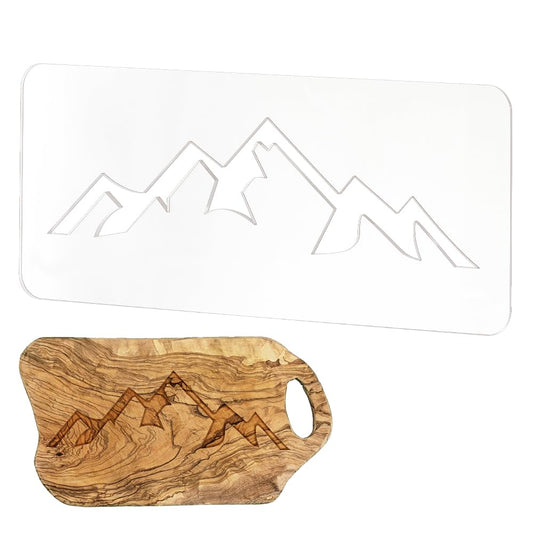 BENECREAT Mountain Clear Acrylic Router Inlay Template, Woodworking Router Template with Protective Film for Creating Unique Inlays in Signs, Charcuterie Boards, 11.8x5inch, 4.5mm Thick