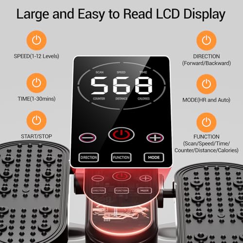 Under Desk Elliptical Machine - Quiet Seated Pedal Exerciser with Remote