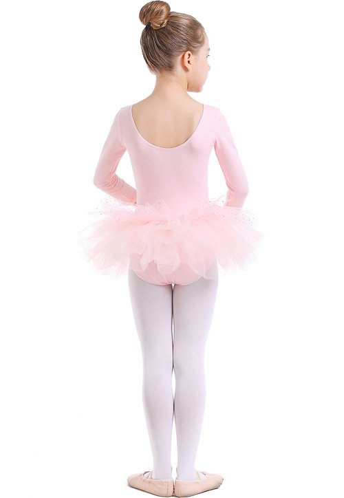 danswan Toddler Girls Long Sleeve Ballet Tutu Leotards with Glitter Skirt Dance Ballerina Outfit (2-3T, Ballet Pink)