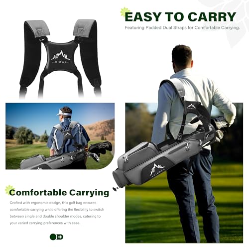 Lightweight Par 3 Golf Stand Bag - Grey, Holds 4-6 Clubs