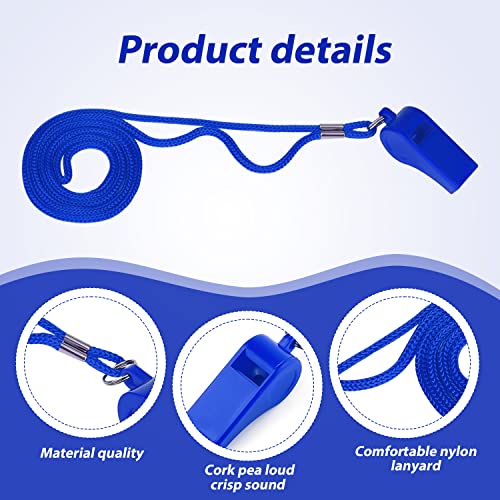2-Pack Blue Sports Whistles with Lanyard - Loud ABS Plastic