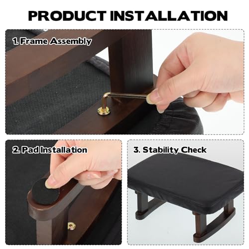 Walnut Prayer Kneeler with Thick Cushion and Washable Cover