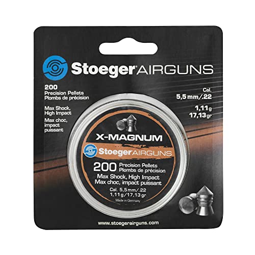 X-Magnum .22 Caliber Airgun Pellets - 200 Pack with Screw-On Lid