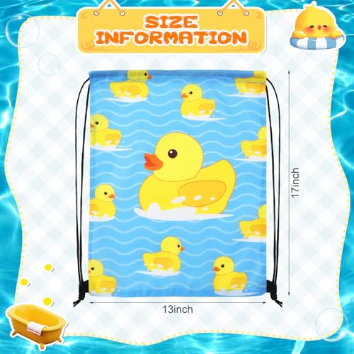 12 Pcs Duck Themed Drawstring Gift Bags for Kids Birthday Party Favors