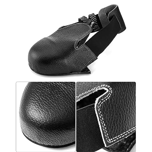 QWORK Steel Toe Cap Safety Overshoes Workplace Anti-smash Cover with Adjustable Strap for Men/Women, 4 Pairs (Size 5-12 US)