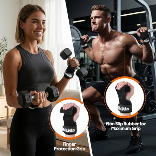 Premium Weightlifting Wrist Straps - Adjustable Leather Wraps with Neoprene Padding - Black