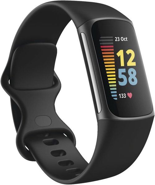 Fitbit Charge 5 - Advanced Fitness & Health Tracker with GPS, Stress Management & Sleep Tracking - Black/Graphite, One Size (S & L Bands Included)