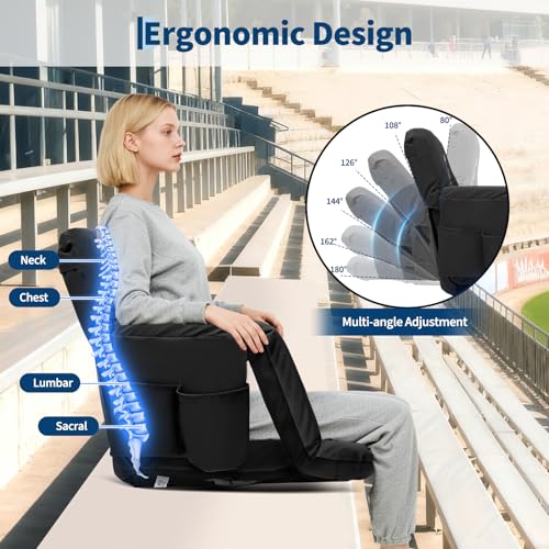 Stadium Seats with Back Support & Padded Cushion - 20.5" Black