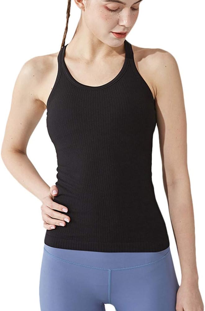 Sphinx Cat Yoga Racerback Tank Top - Women's Built-In Bra Fitness Shirt | Padded Sports Bra