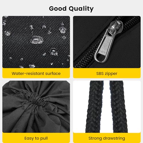 Drawstring Backpack with Side Pocket - Black