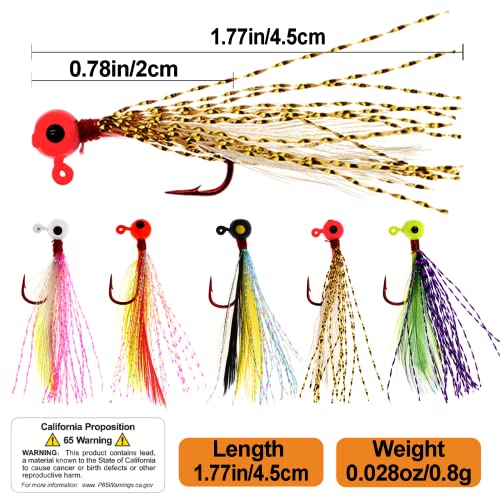 Fishing Jigs Kit - 10pcs Bucktail Jigs with Marabou Feathers