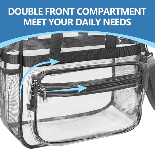 Clear Stadium Tote Bag with Multiple Front Pockets - Grey-3