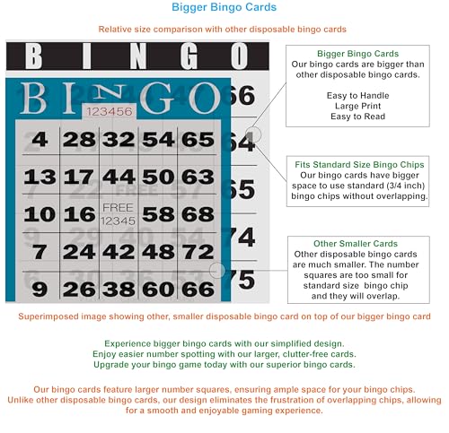 200 Bingo Cards, Large 4.5 x Inch, Paper Sheets