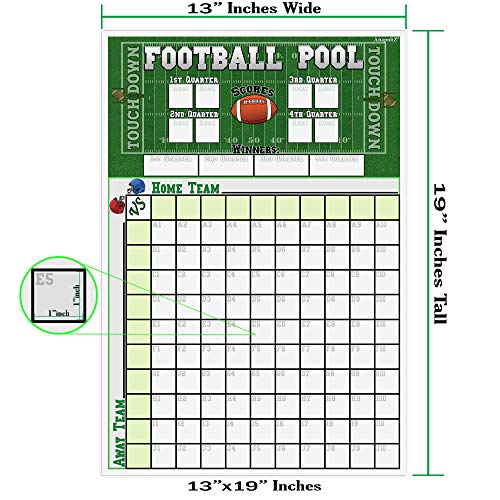 Football Pool Poster - 13 x 19 Inch Large Size - Game Day Party