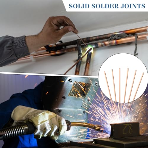 Tandefio 40 Sticks Brazing Rods AWS BCup-5 15% Silver Solder Phos Copper Brazing Alloys Flat Welding Rods Industry 0.050"x1/8"x10" for Air Conditioning Refrigerator Cold Storage HVAC Units