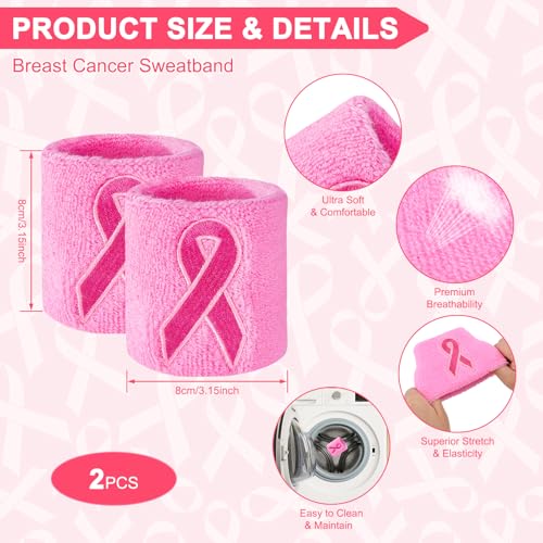 Breast Cancer Awareness Wristbands - 2 Pack Pink Ribbon
