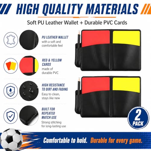 Soccer Referee Card Set - 2 Pack Red & Yellow with Wallet