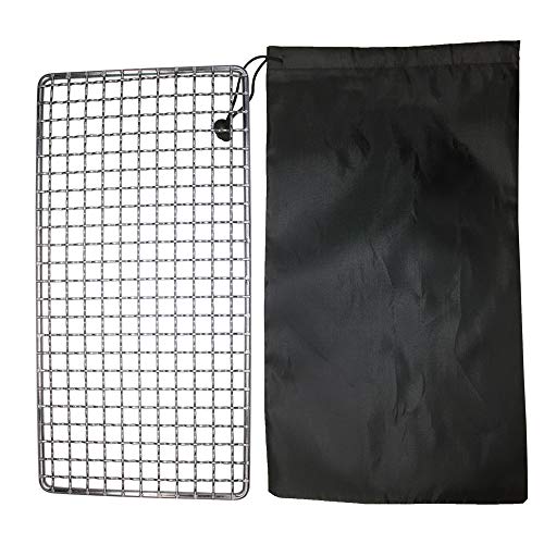 ZipSeven Camping Bushcraft Grill with Carrying Bag - Stainless Steel Mesh Campfire Cooking Grate, Model 1