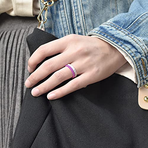 Silicone Wedding Ring for Women - Thin Braided Rubber Band - Deep Purple, White, Light Green, Light Purple, Pink, Purple, Gray, Watermelon