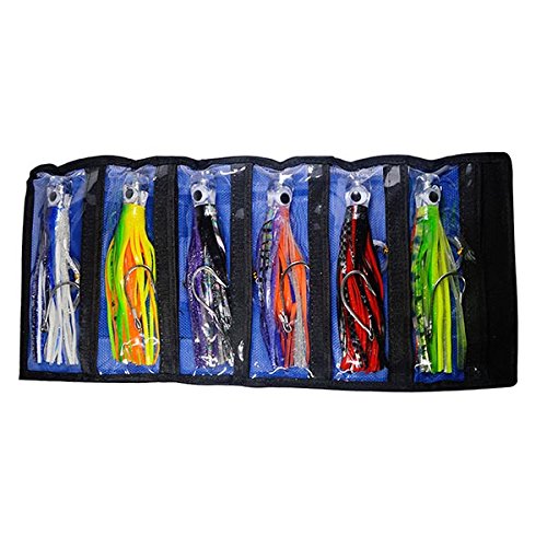 kmucutie 9 Inch Saltwater Trolling Lure Set — 6 Pcs with Portable Handle Bag, Deep Sea Marlin/Tuna Baits