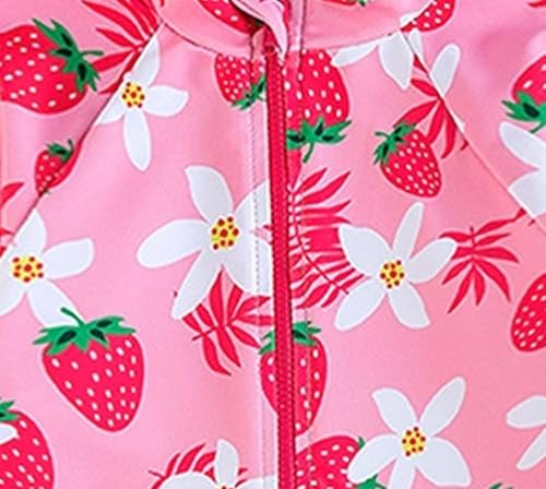 Toddler Girl Swimsuit One-Piece Rash Guard with Flower Print 1-2T - YAGATA