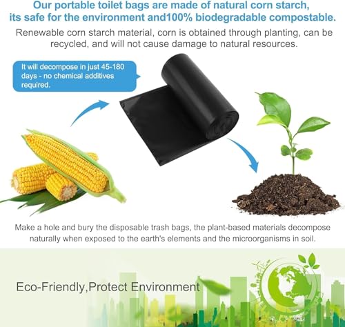 80PCS Biodegradable Portable Camping Toilet Bags 8 Gallon Trash Liners