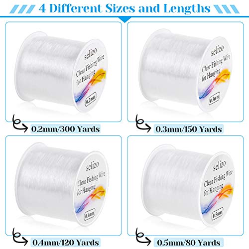 0.5 mm Clear Fishing Wire - 4Pcs Monofilament Nylon Thread for Crafts