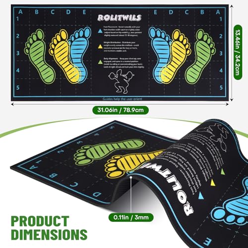 Anti-Slip Squat Mat with Foot Position Guides - Black 31.5'' x 13.8''