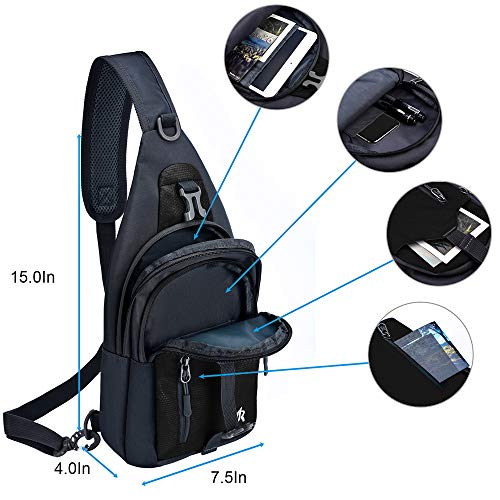 Y&R Direct 14-Color Lightweight Sling Backpack Black for Travel Hiking Women Men