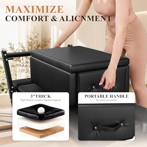 Pilates Box for Reformer - 400 lbs Capacity, Solid Wood & Steel