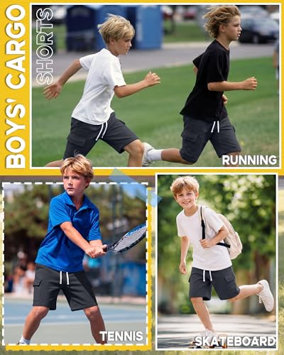 Boys Cargo Shorts - Dark Gray, 10-11 Years