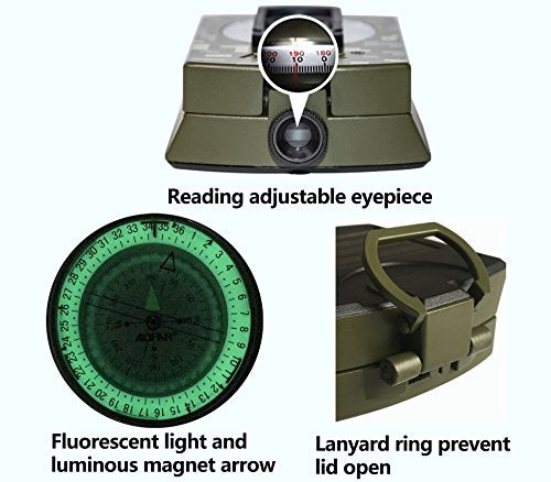 Military Compass - AF-4580 Lensatic Sighting, Waterproof, Camouflage