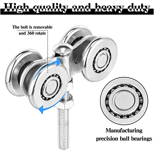 Yexiya 4 Pcs Wheel Trolley Assembly Barn Door Rollers for 1-3/4" Wide and 2-1/4" or Taller Rail Hanging Track, Beam Trolley Applied for Mount Heavy Barn or Shed Sliding Doors