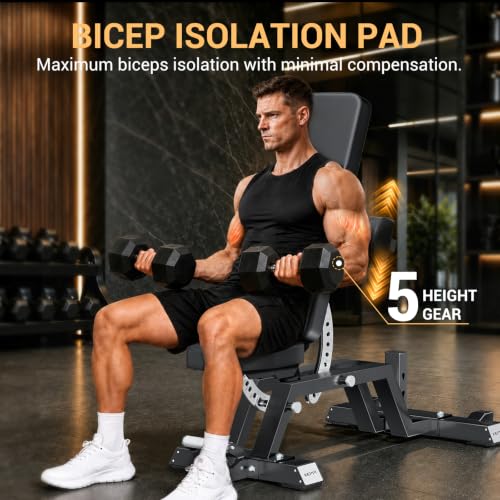Commercial-Grade FID Weight Bench - 2200lb Capacity, 11+8 Angles, Gross Black