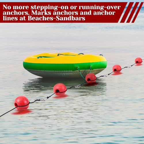 Red 4-Inch Anchor Buoy Float Pack with 51-Inch Bungee Cord for Marine & Water Activities
