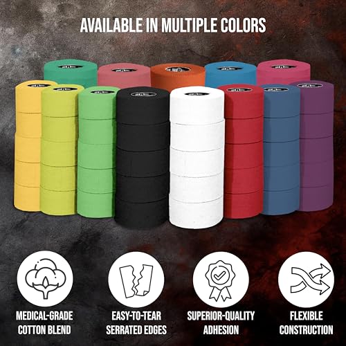 Athletic Trainers Tape - 1-Inch x 30-Foot Cotton Sports Wrap for Boxing - Black