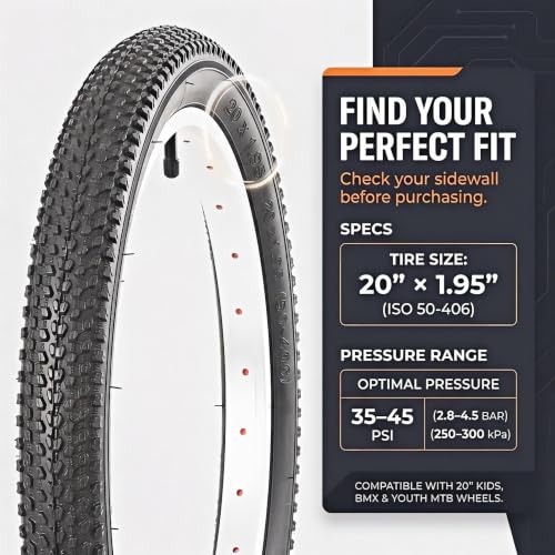 QiYueZaiYe 2-Pack 20x1.95 / 20x2.125 Foldable MTB Bike Tires Kit - Includes Tubes, Rim Strips & Levers (20x1.95-NEW)