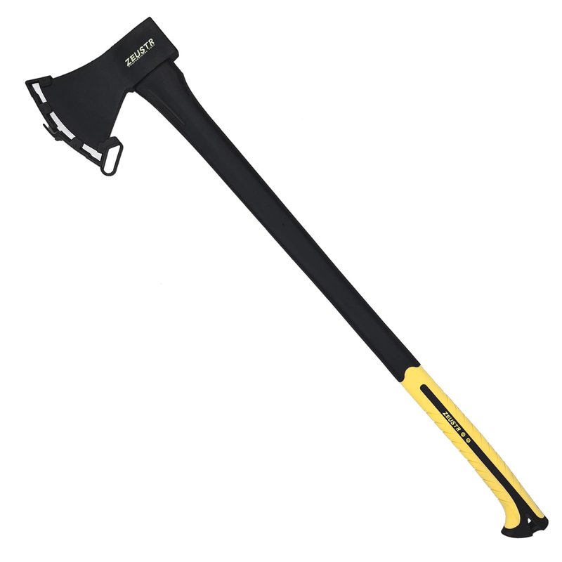 ZEUSTR 36” Long Camping Axe, Forged Steel Blade with Shock-Absorbing Handle, Outdoor Hatchet for Camping&Kitchen, Wood Chopping and Kindling
