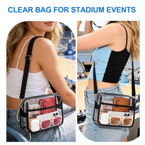 Clear Stadium Approved Bag for Events - Small Mini Purse - Black