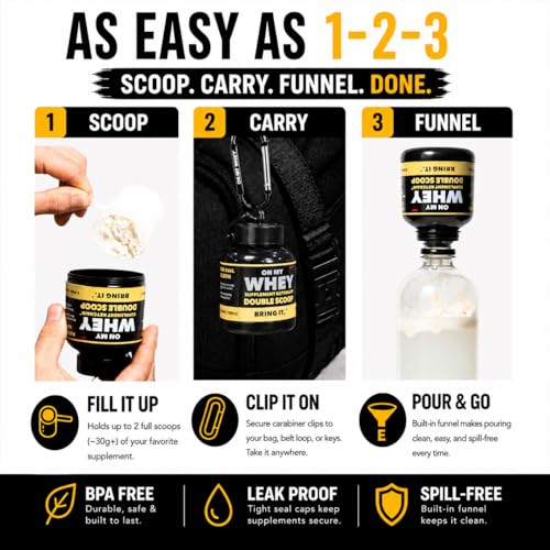 ONMYWHEY Portable Protein Funnel 180ml - Double Scoop Travel Dispenser Keychain