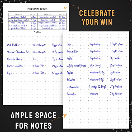 Fitness Journal Workout Planner - A5 Sturdy Log Book - Black
