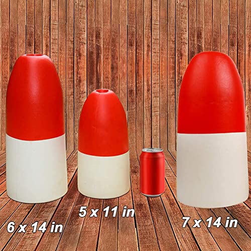 SILANON 2pcs 6x14 Inch Crab Trap Floats Buoys | Red & White Fishing Marker Buoys