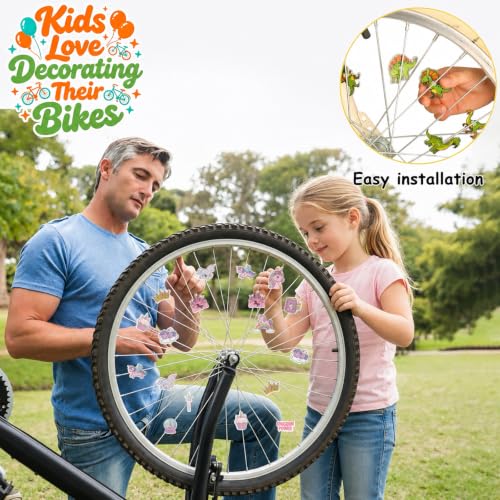 Kids Bike Spoke Decorations - 24Pcs Unicorn Clip-On Wheel Beads