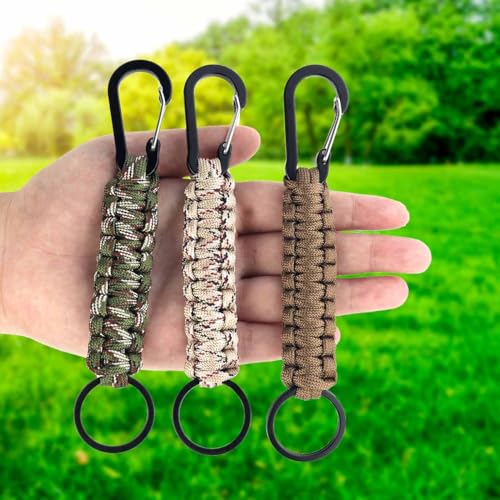 Heavy Duty Paracord Keychain with Carabiner - 6 Pack