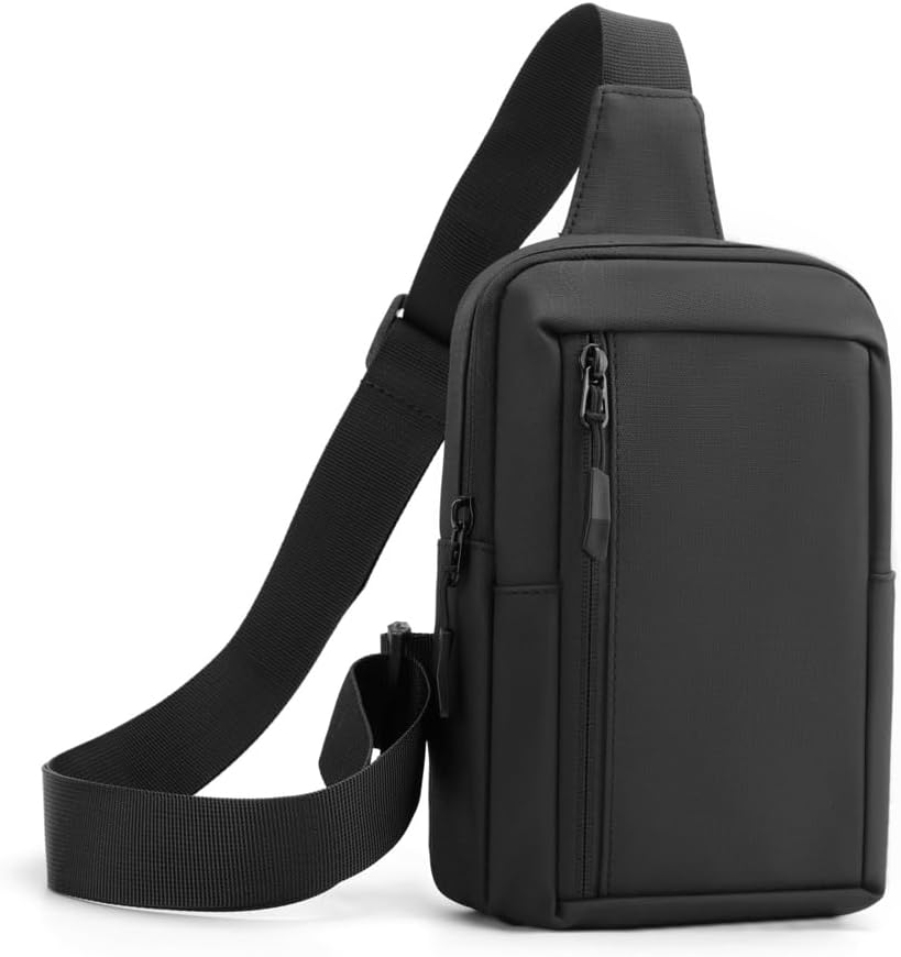 Skiennix Crossbody Bag - Trendy Black Sling Fanny Pack for Men & Women | Ideal for Workout & Running