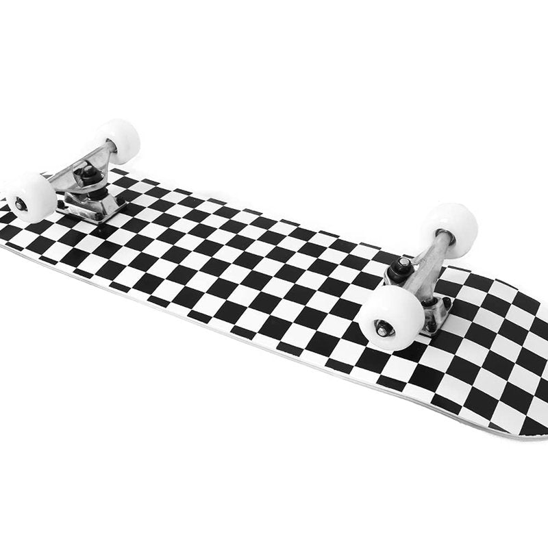 ANNEE 31x8 Inch Pro Skateboard Complete,7 Layer Canadian Maple Wood Double Kick Concave Skate Boards, Tricks Skateboards for Youths,Beginners,Girls,Boys,Kids,Teens,Adults (Black, White)