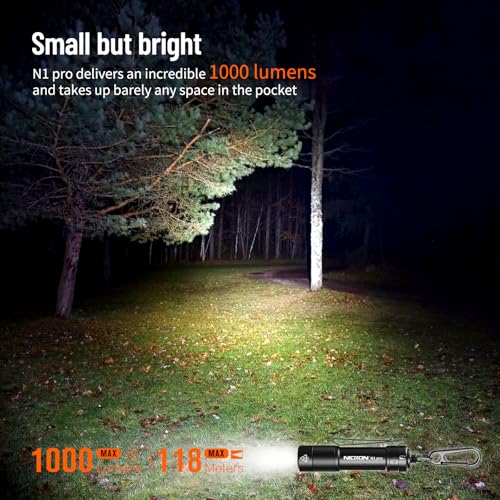 NICRON N1pro EDC Flashlight, 1000 Lumens Rechargeable Flashlights, 6 Modes AA Pocket Flashlight Mini Size with Keychain for Camping, Home, and Emergencies